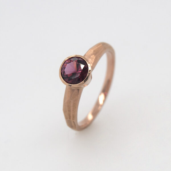 'Hewn' Pink Tourmaline Solitaire Engagement Ring