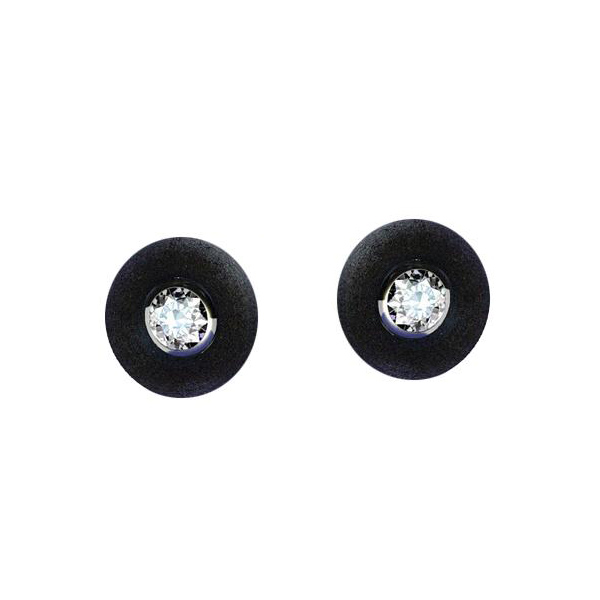 Rubber and Diamond Stud Earrings