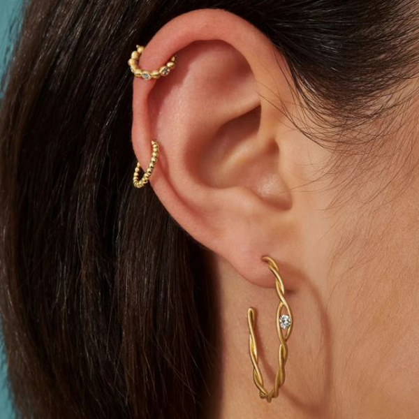 'Twist' Diamond Hoop Earrings