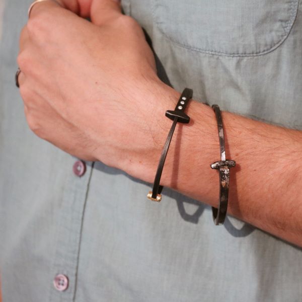 Large Three Stone Nail Bracelet