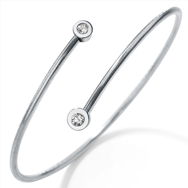 Steel and Diamond Twister Bracelet