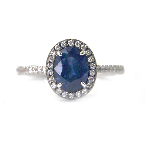 Blue Sapphire Halo Ring