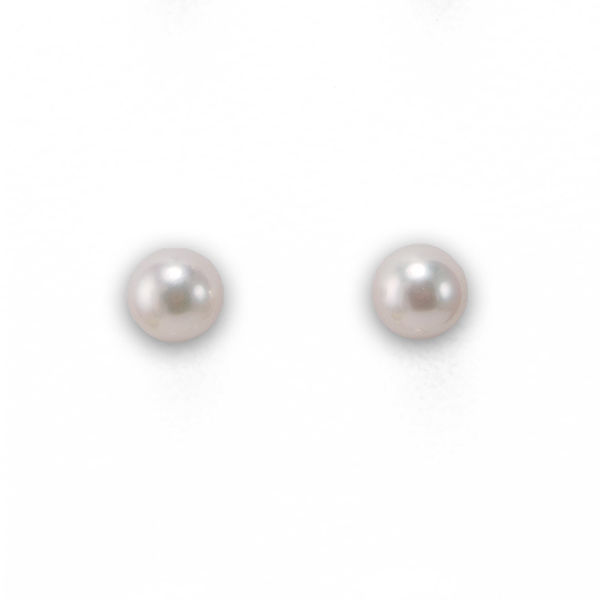 Pearl Stud Earrings, 6.5mm