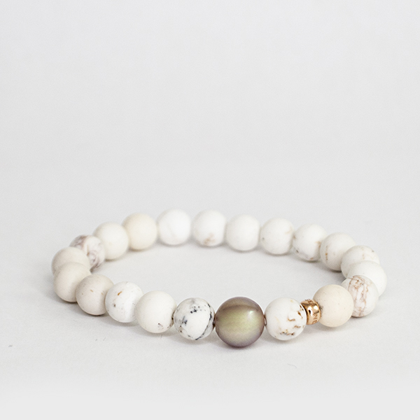 Ming Cultured Pearl & Howlite Bead Bracelet, Size Large
