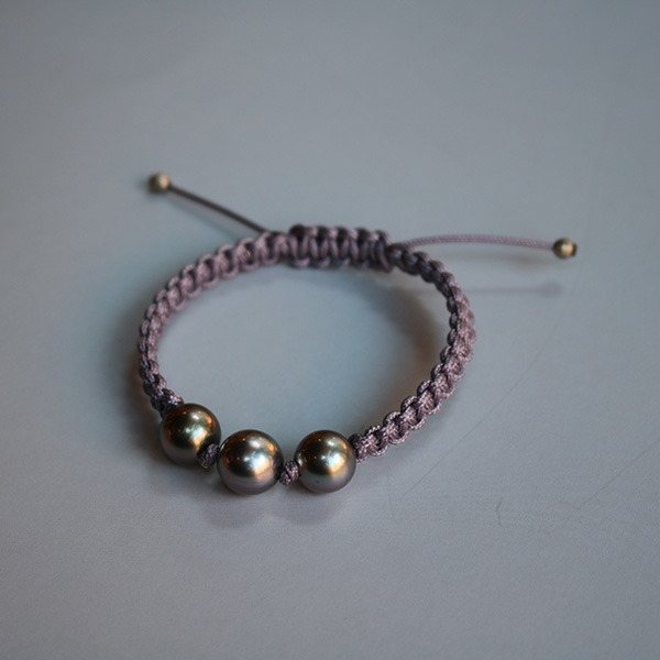 'Pearlmates' 3 Tahitian Cultured Pearl Macrame Bracelet