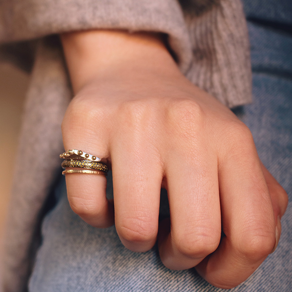 Simple Gold Hammered Stacking Band