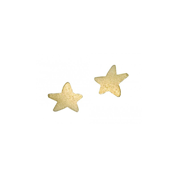 Yellow Gold Star Stud Earrings, Tiny