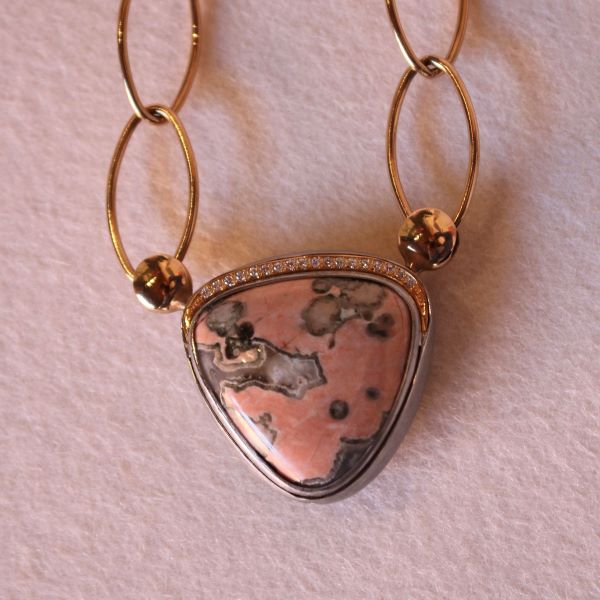 Poppy Jasper Diamond 'Vario' Clasp