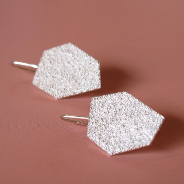 'Snowy' Hexagon Earrings