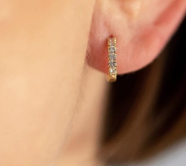 'Zelda' Diamond Huggie Hoop Earrings - Image 2