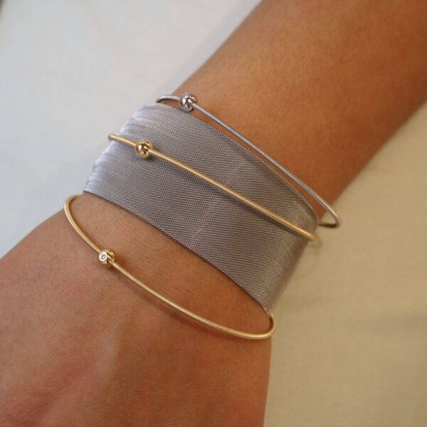 Single 'Colette' Bracelet with Diamond Sphere, Classic Yellow - Image 2