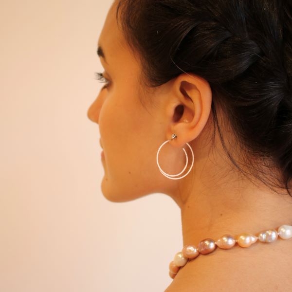 Round 'Linear' Earrings, Rosewood