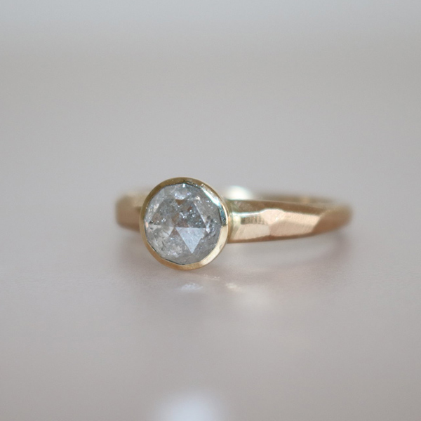 'Hewn' Salt Diamond Solitaire Engagement Ring