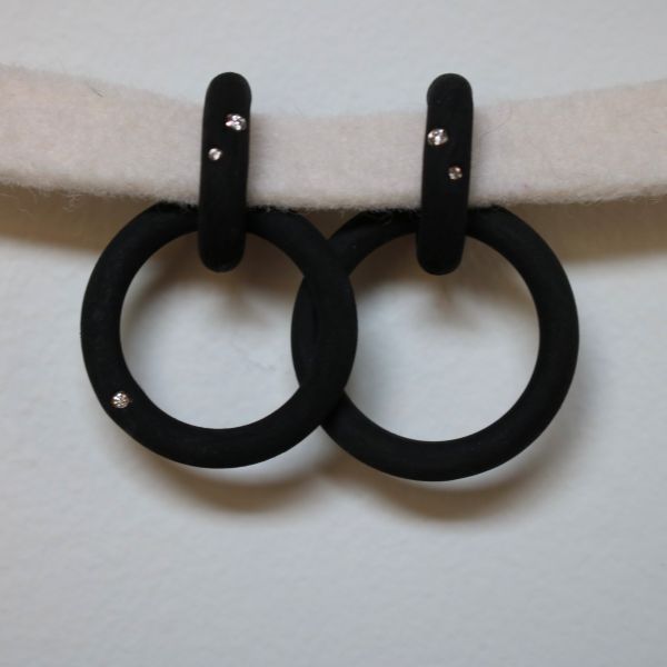 Rubber and Diamond Earrings, Two Diamonds