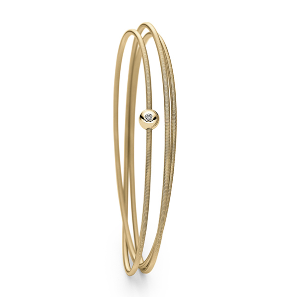 Triple 'Colette' Bracelet with Diamond Sphere, Classic Yellow