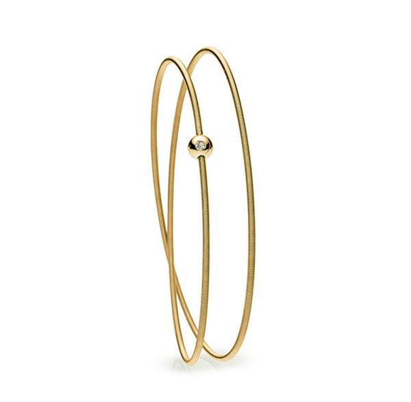 Double 'Colette' Bracelet with Diamond Sphere, Classic Yellow