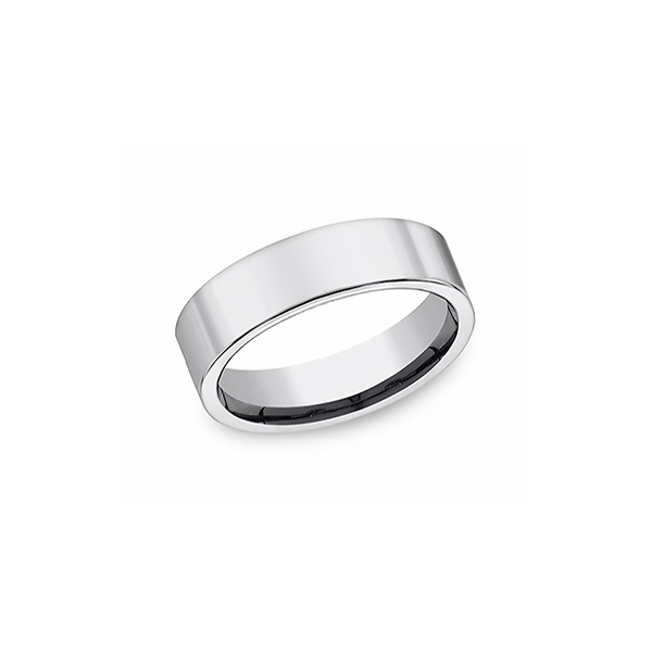 Flat Comfort Fit Wedding Band, White Gold
