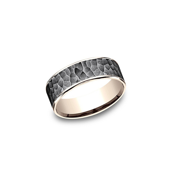 Lite Hammer Tantalum and Rose Gold Band