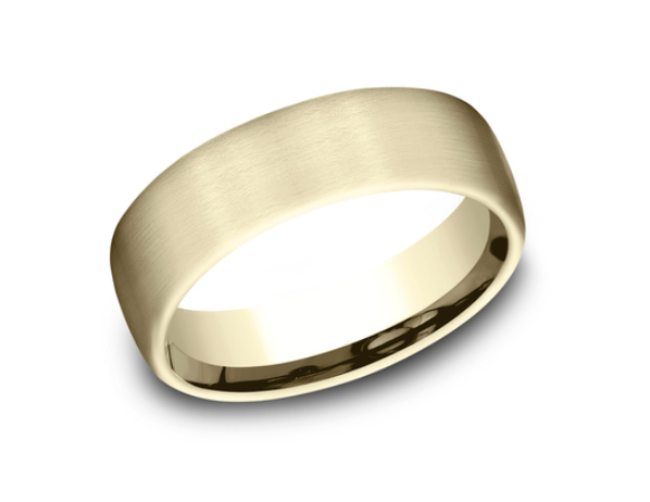 European Comfort-Fit Wedding Band, Yellow Gold, 6.5 mm width