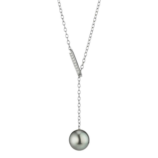 'Salt & Pepper' Diamond and Tahitian Cultured Pearl Lariat Necklace
