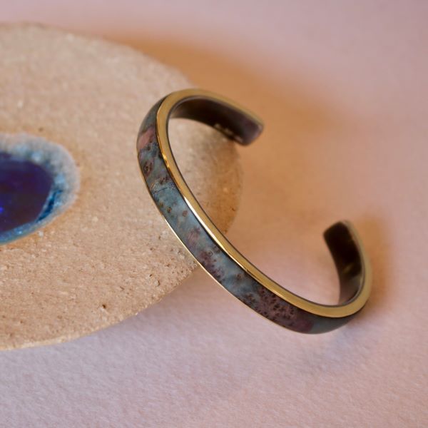 Wood and Gold Cuff Bracelet