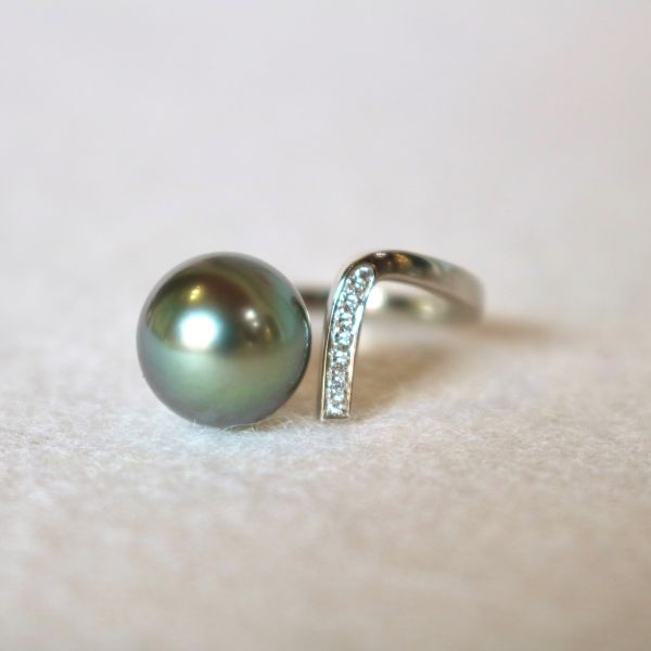 'Salt N' Pepper' Tahitian Cultured Pearl Ring
