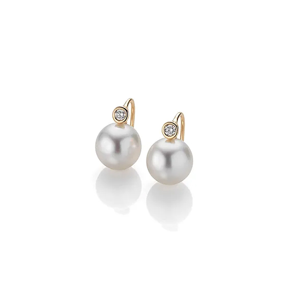 'H2O' Diamond Cultured Akoya Pearl Earrings