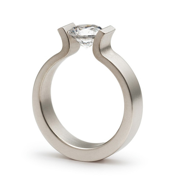 'Open End' Diamond Tension Engagement Ring, Platinum