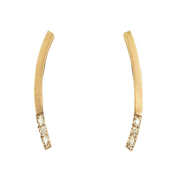 Short 'Feel' Diamond Earrings, Yellow Gold