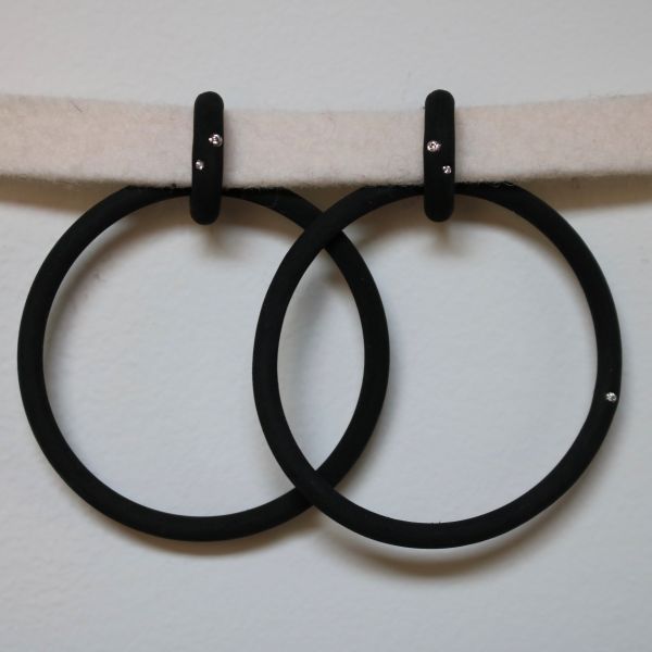Rubber and Diamond Earrings, Two Diamonds