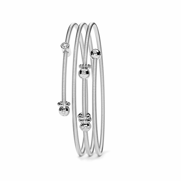 Triple-Winding Diamond 'Embrace' Colette Bracelet, Platinum 950