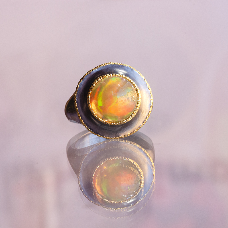 Ethiopian Opal Architectural Ring
