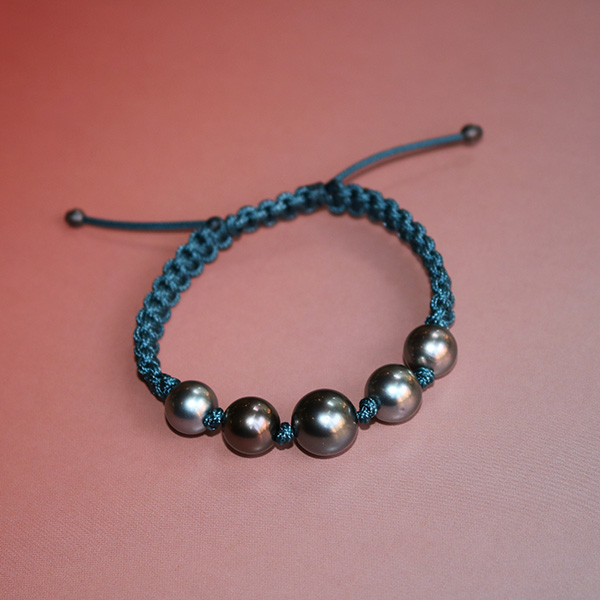 'Pearlmates' 5 Tahitian Cultured Pearl Macrame Bracelet