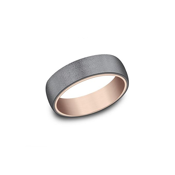 Wire Brushed Tantalum and Rose Gold Band