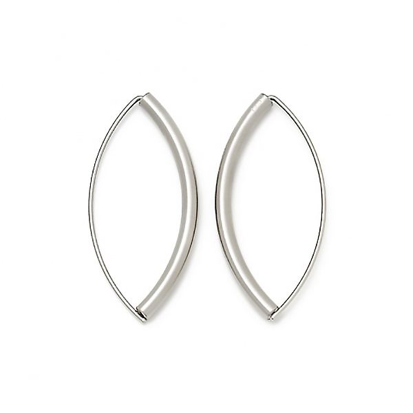 Small Thick Navette Earrings, Stainless Steel