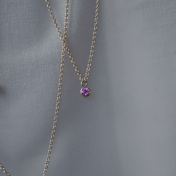Pink Sapphire Gem Necklace