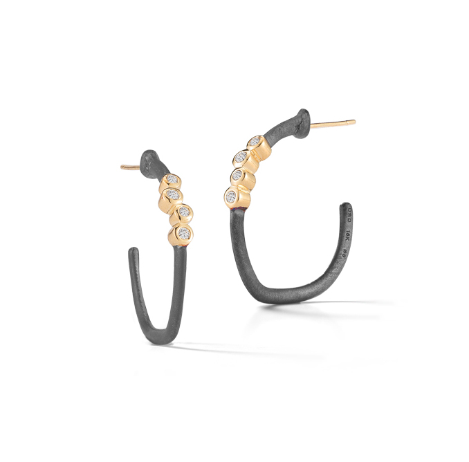 Small Cluster Hoop Earrings