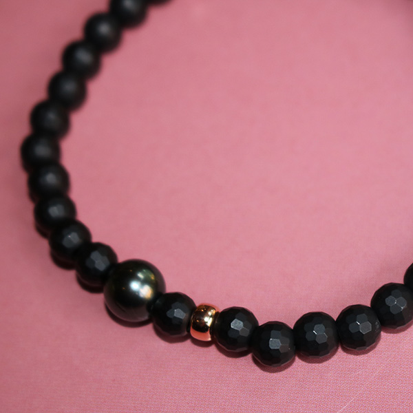 Tahitian Cultured Pearl & Black Onyx Bracelet, X-Large