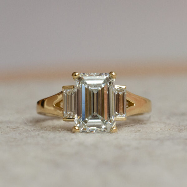 Emerald-cut Diamond Three-Stone Ring