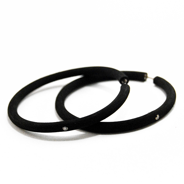 Rubber and Diamond Hoop Earrings