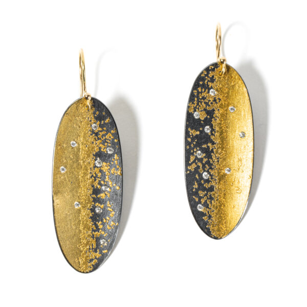 Diamond Oval Hook Earrings