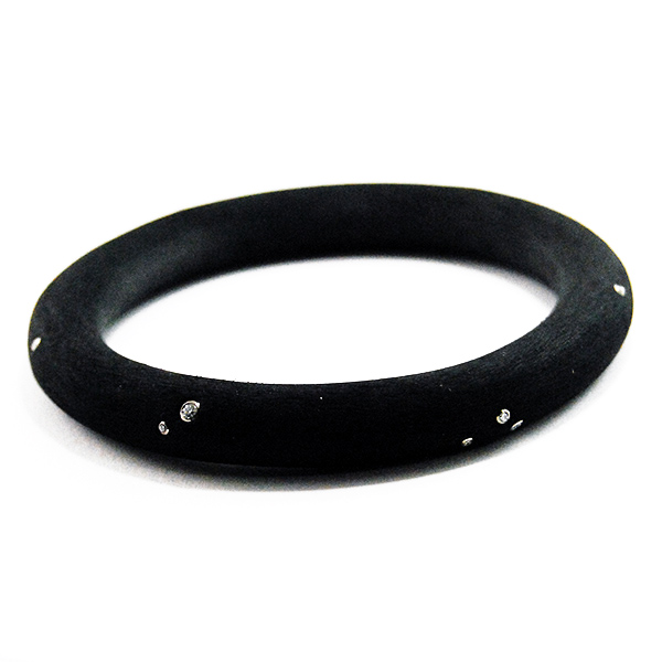 Rubber and Diamond Bracelet, 14 Diamonds