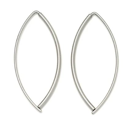 Small Thin Navette Earrings, Stainless Steel