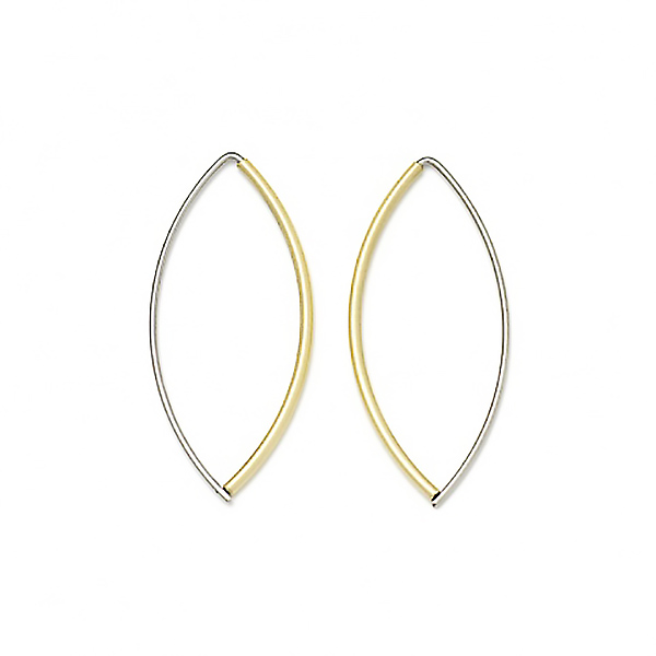 Small Thin Navette Earrings, Yellow Gold
