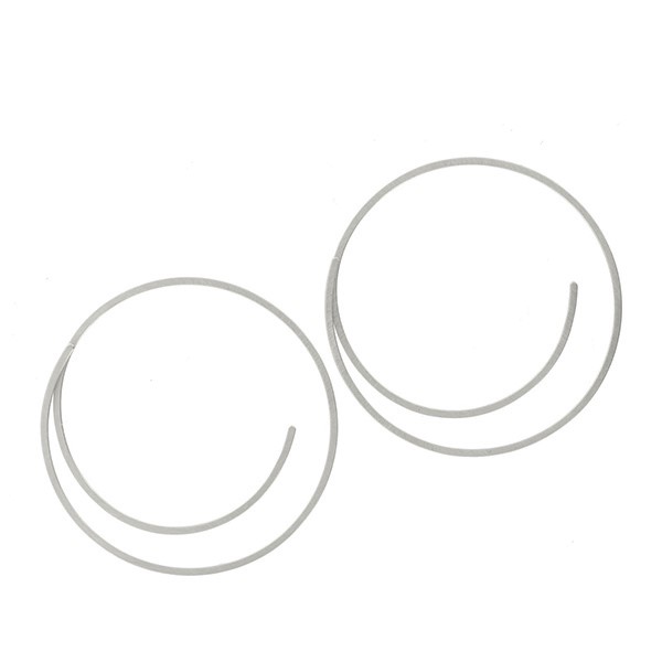 Large Round 'Linear' Earrings, Gray Gold