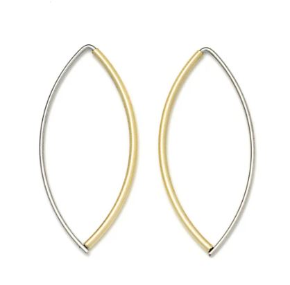 Small Thin Navette Earrings, Yellow Gold