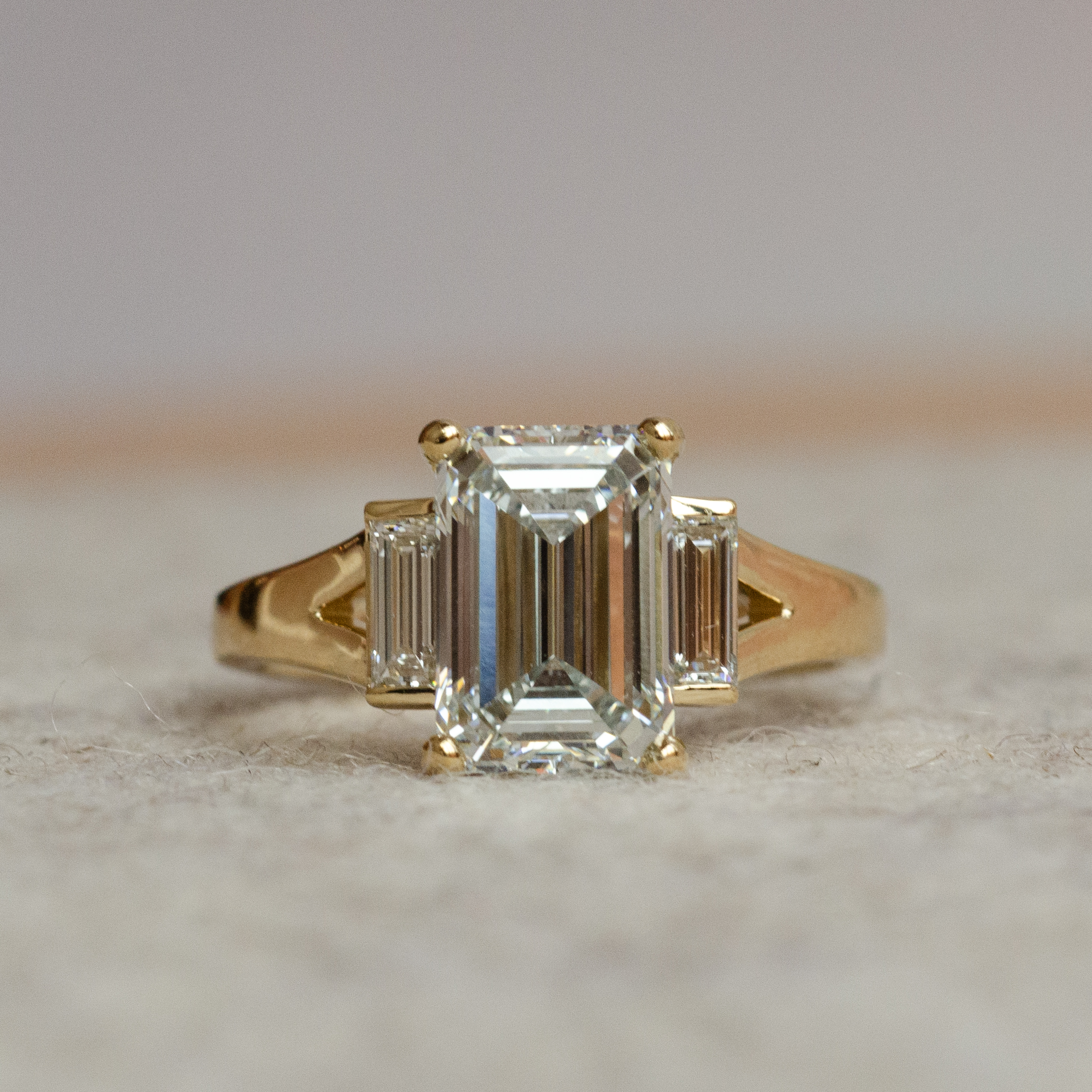 Emerald-cut Diamond Three-Stone Ring