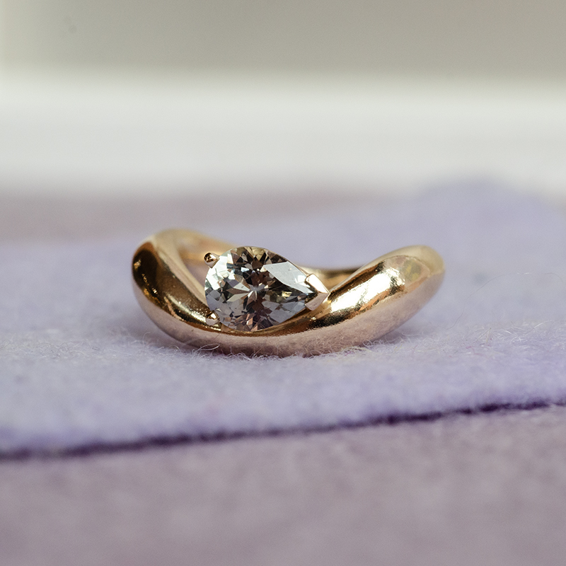 Pear Sapphire Curve Ring
