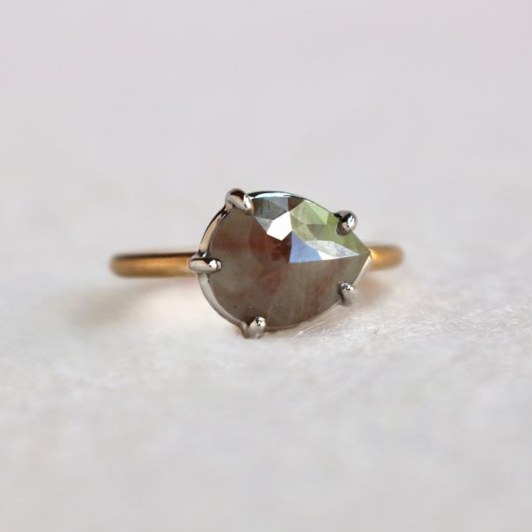 Pear-shaped Rose-Cut Diamond Ring