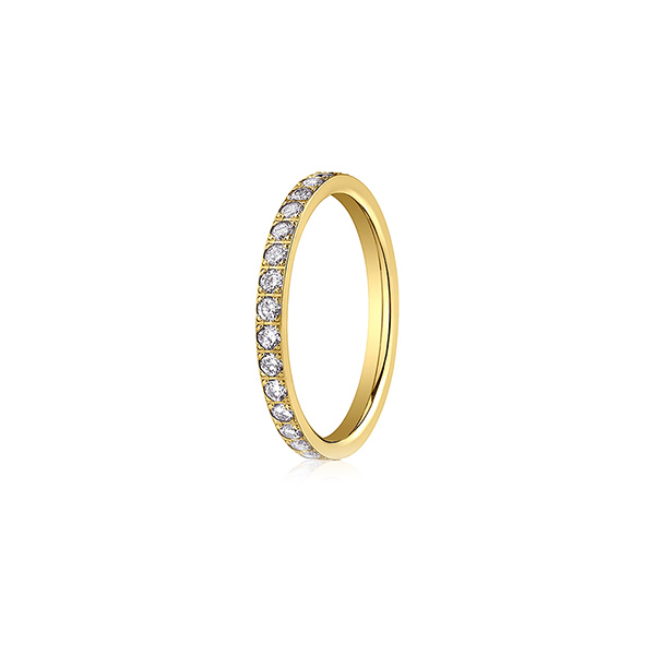 Bead-Set Diamond Full Eternity Band, Yellow Gold